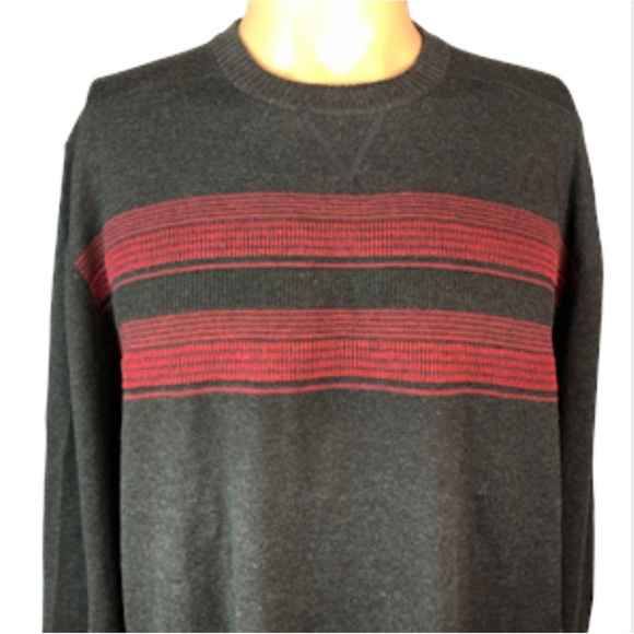 SmartWool Men's XL Sparwood Stripe Crew Sweater Charcoal Heather Maroon - Picture 6 of 11